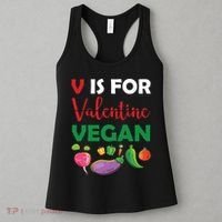 V Is For Vegan Funny Valentines Day Women's Tank Top thumb 3