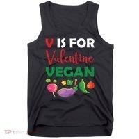 V Is For Vegan Funny Valentines Day Tank Top thumb 0
