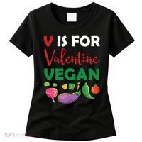 V Is For Vegan Funny Valentines Day Women's T-Shirt thumb 0