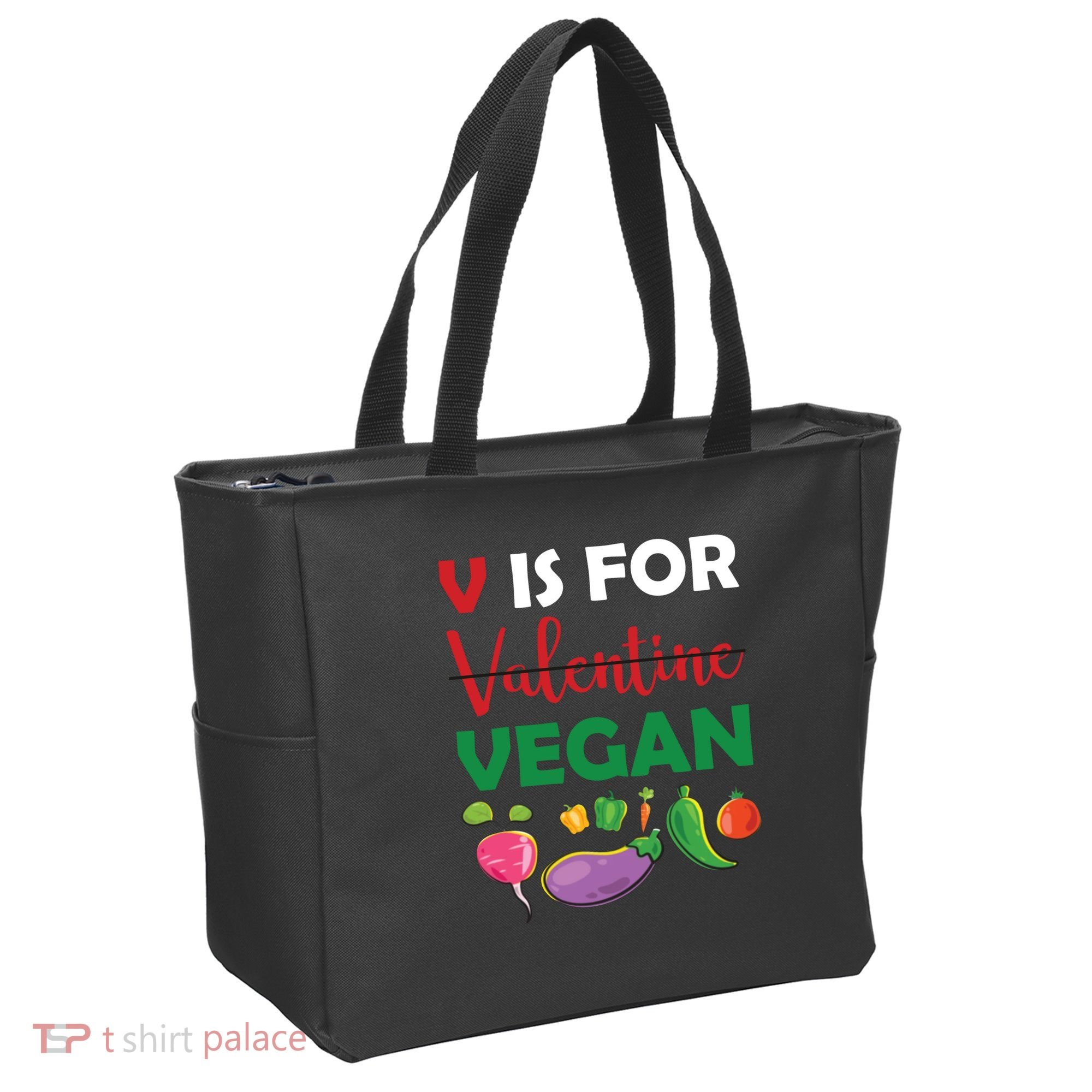 V Is For Vegan Funny Valentines Day Tote Bag