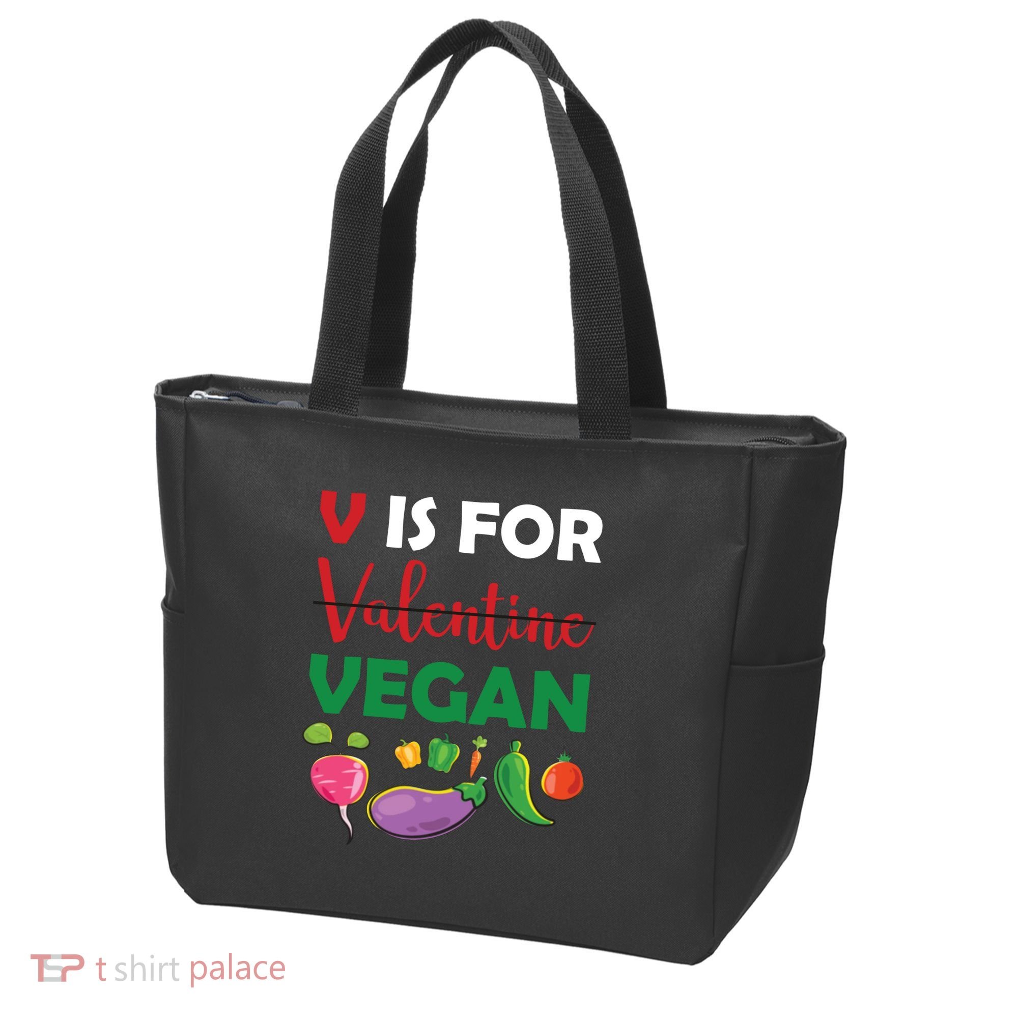 V Is For Vegan Funny Valentines Day Tote Bag