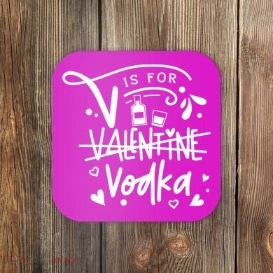 V Is For Valentine Vodka Gift Coaster