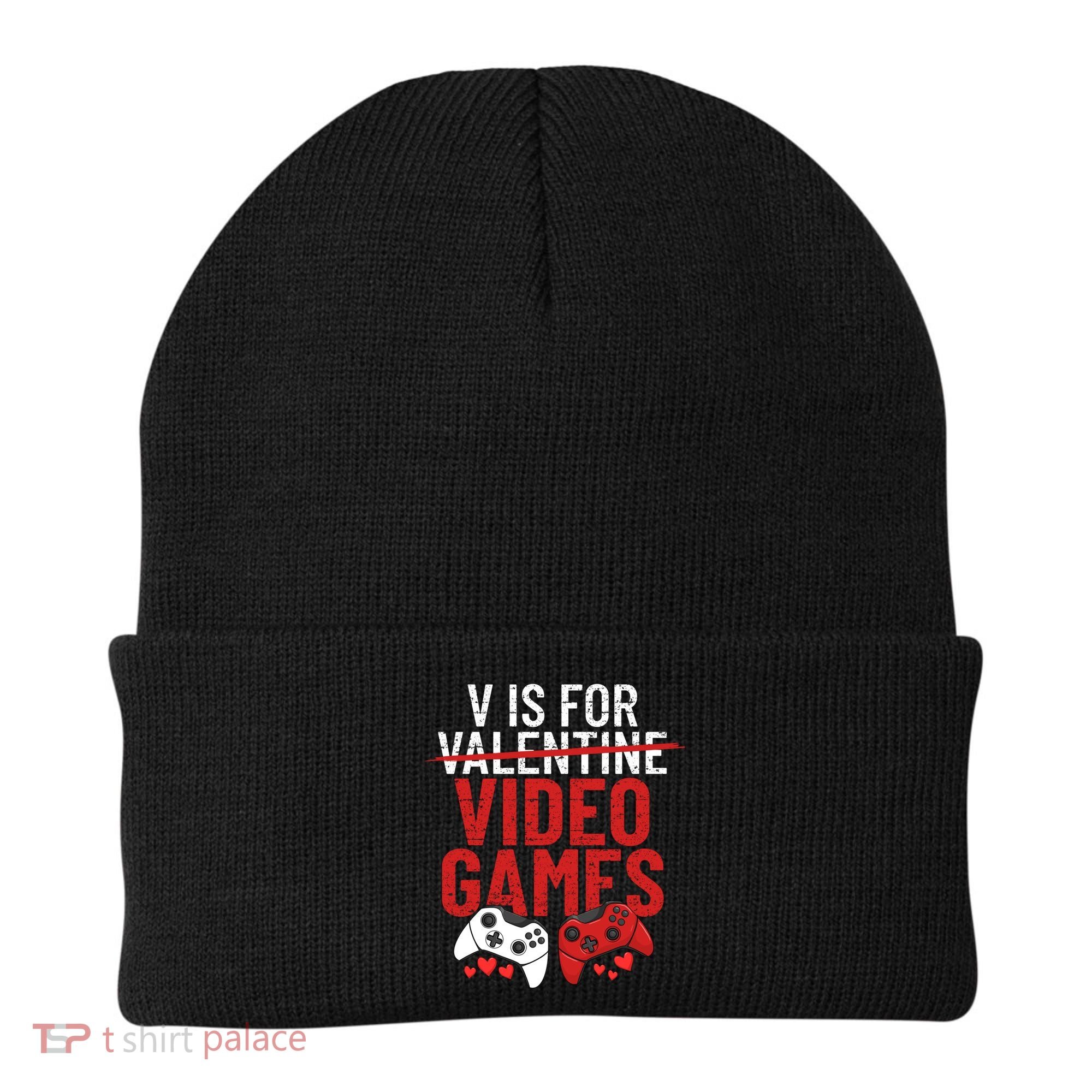 V Is For Video Games Funny 'S Gamer V Video Games Gift Beanie