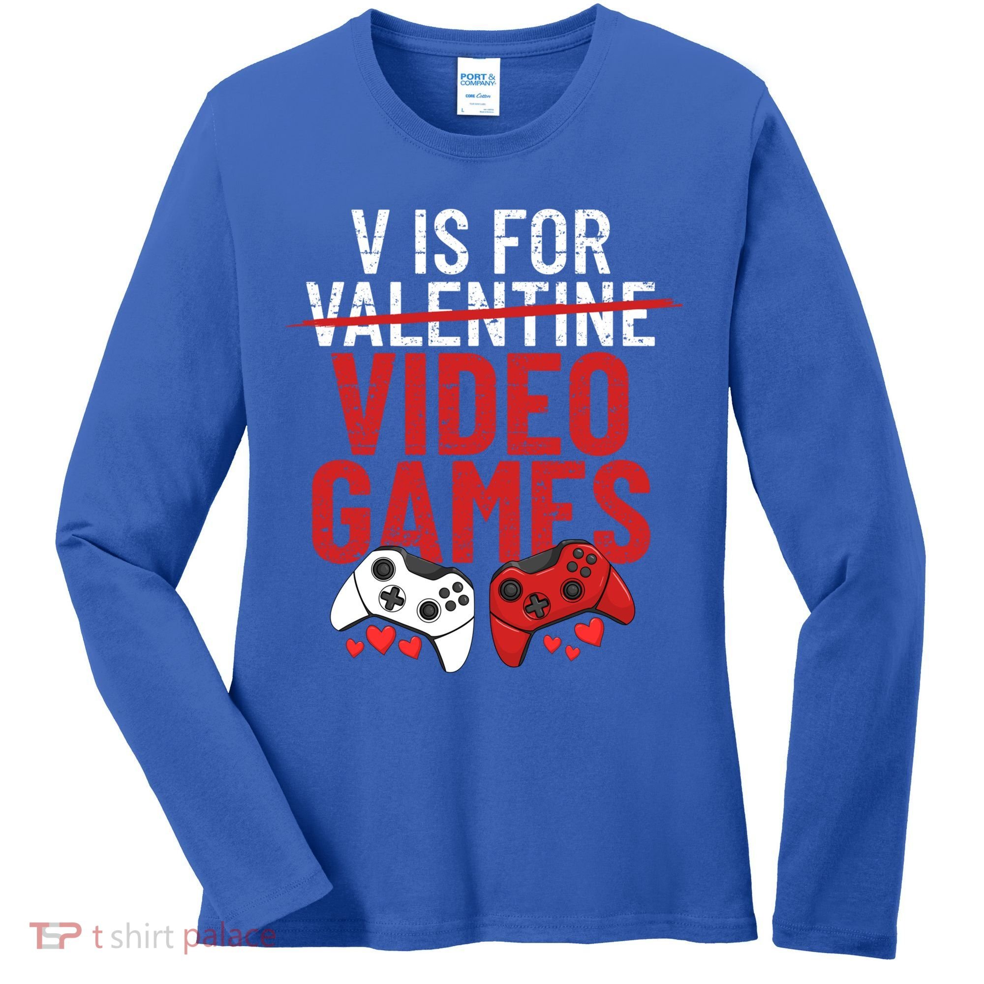 V Is For Video Games Funny 'S Gamer V Video Games Gift Women's Long Sleeve Shirt