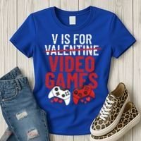 V Is For Video Games Funny 'S Gamer V Video Games Gift Women's T-Shirt thumb 3