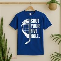 Vintage Ice Hockey Goalie Funny Shut Your Five Hole Gift T-Shirt thumb 2