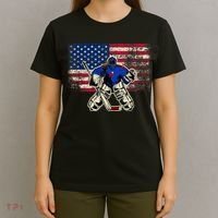 Vintage Ice Hockey Goalie USA Flag Gift For Goalie T-Shirt thumb 4