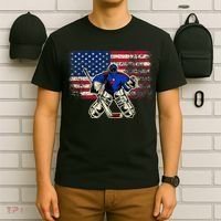 Vintage Ice Hockey Goalie USA Flag Gift For Goalie T-Shirt thumb 6