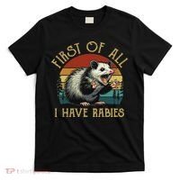 Vintage I Have Rabies Funny Sarcastic Angry Opossum Possum T-Shirt thumb 0