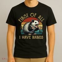 Vintage I Have Rabies Funny Sarcastic Angry Opossum Possum T-Shirt thumb 3