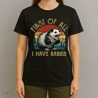 Vintage I Have Rabies Funny Sarcastic Angry Opossum Possum T-Shirt thumb 4
