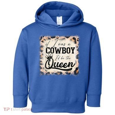 Vintage If I Was A Cowboy I'd Be The Queen Bleached Leopard Toddler Hoodie