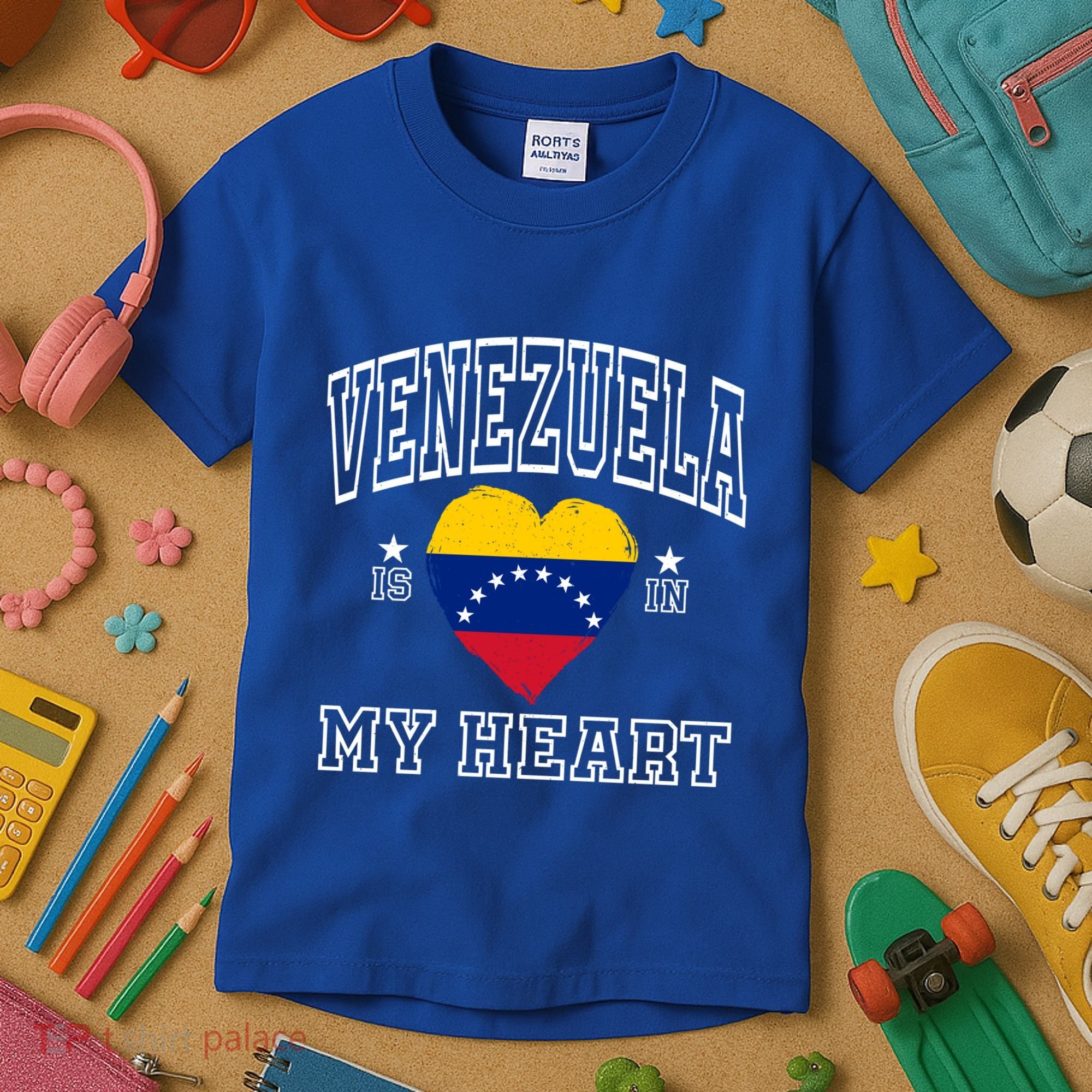 Venezuela Is In My Heart Proud Flag Athletic Souvenir Gift Kids T-Shirt