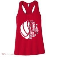Volleyball I Know I Play Like A Girl Try To Keep Up Women's Tank Top thumb 0