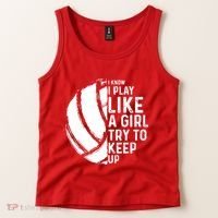 Volleyball I Know I Play Like A Girl Try To Keep Up Tank Top thumb 2