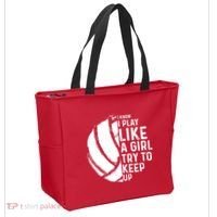 Volleyball I Know I Play Like A Girl Try To Keep Up Tote Bag thumb 2