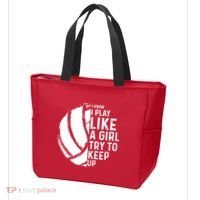 Volleyball I Know I Play Like A Girl Try To Keep Up Tote Bag thumb 3