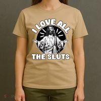 Vintage I Love All The Sluts Adult Humor Jesus T-Shirt thumb 4