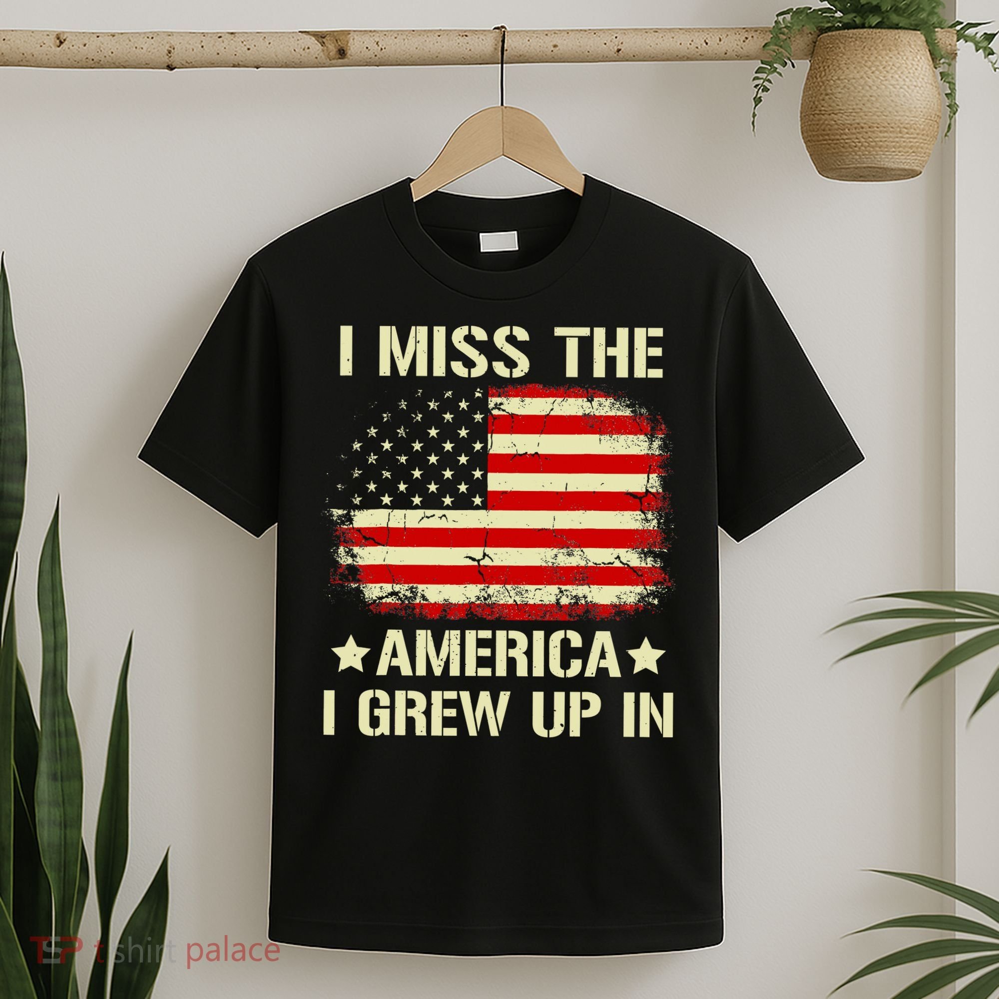 Vintage I Miss The America I Grew Up In American Flag T-Shirt