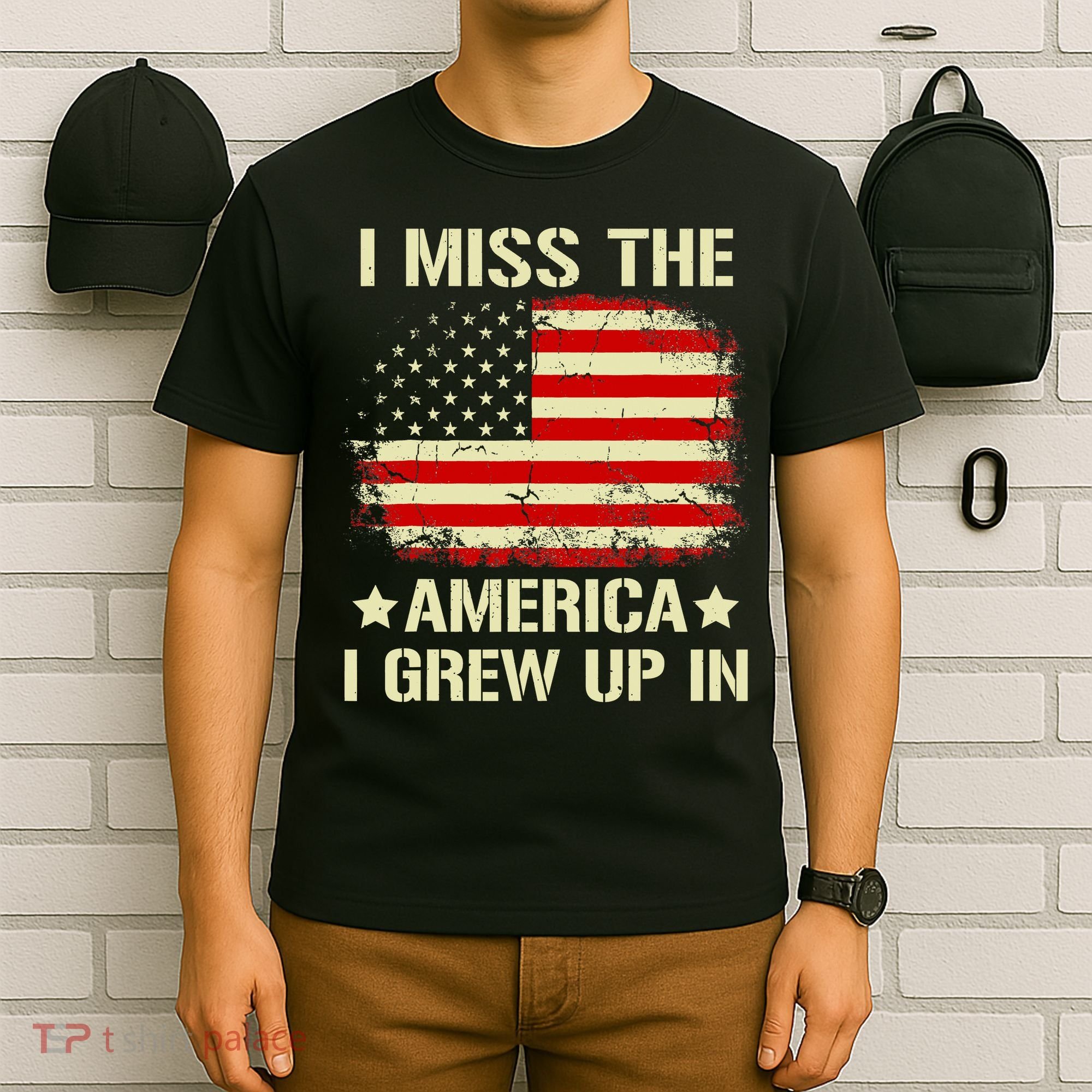 Vintage I Miss The America I Grew Up In American Flag T-Shirt
