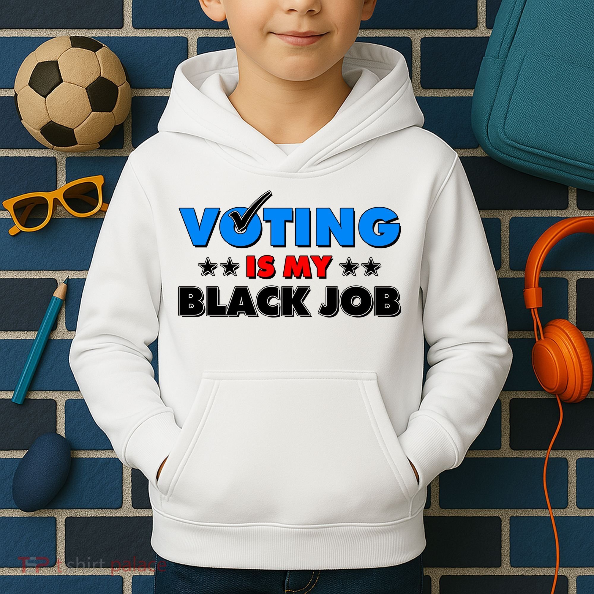 Voting Is My Black Job 2024 Election Kids Hoodie