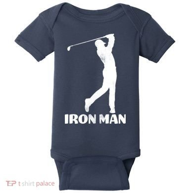 Vintage Iron Man Golf Design Baby Bodysuit
