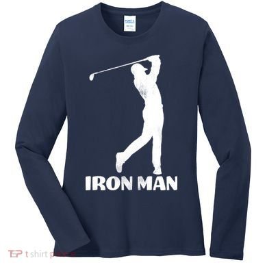 Vintage Iron Man Golf Design Women's Long Sleeve Shirt