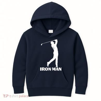 Vintage Iron Man Golf Design Kids Hoodie