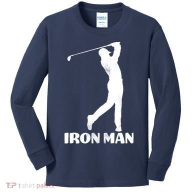Vintage Iron Man Golf Design Kids Long Sleeve Shirt