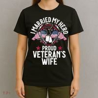 Veteran I Married My Hero Proud Veteran's Wife Memorial Day T-Shirt thumb 4