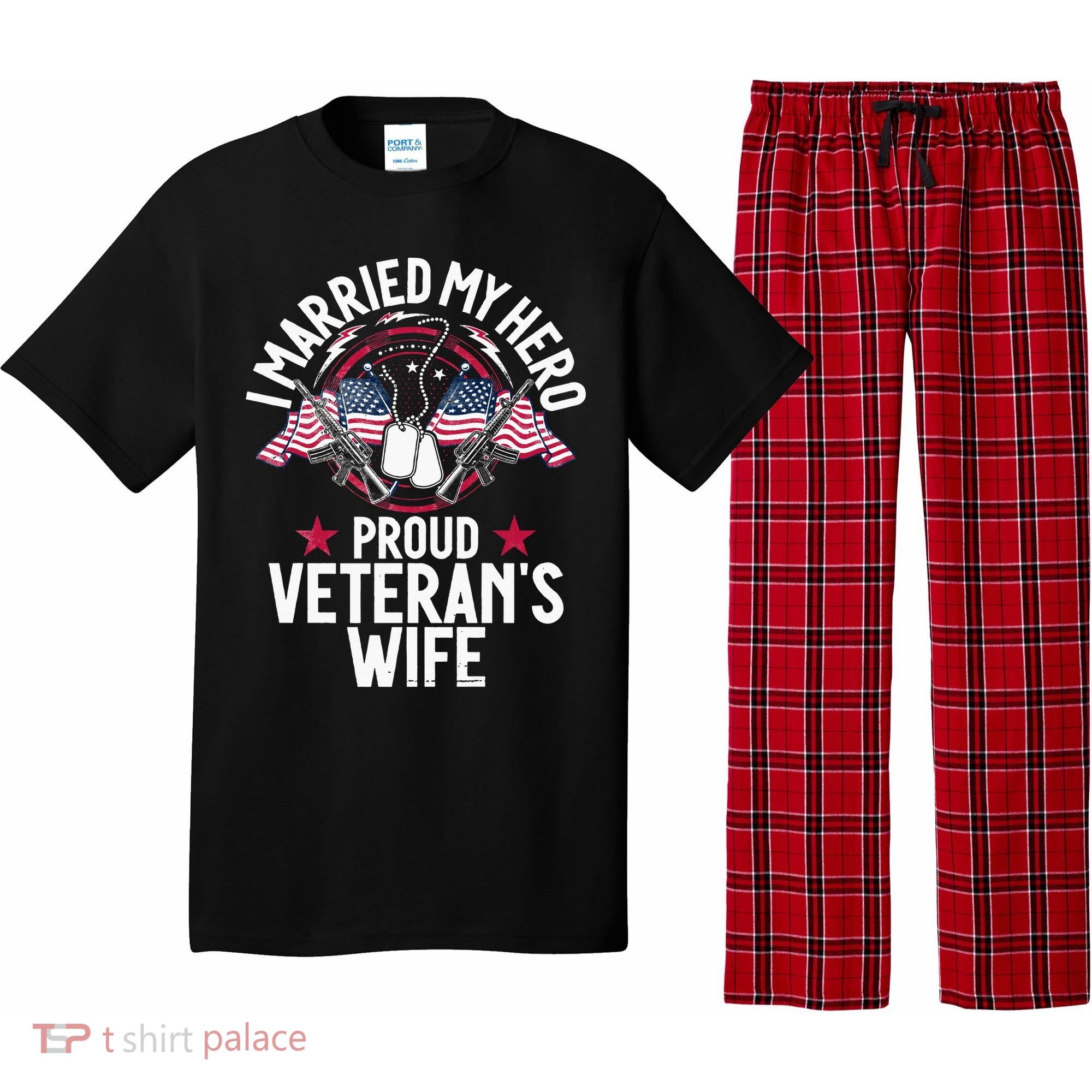Veteran I Married My Hero Proud Veteran's Wife Memorial Day Pajama Set