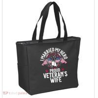 Veteran I Married My Hero Proud Veteran's Wife Memorial Day Tote Bag thumb 2