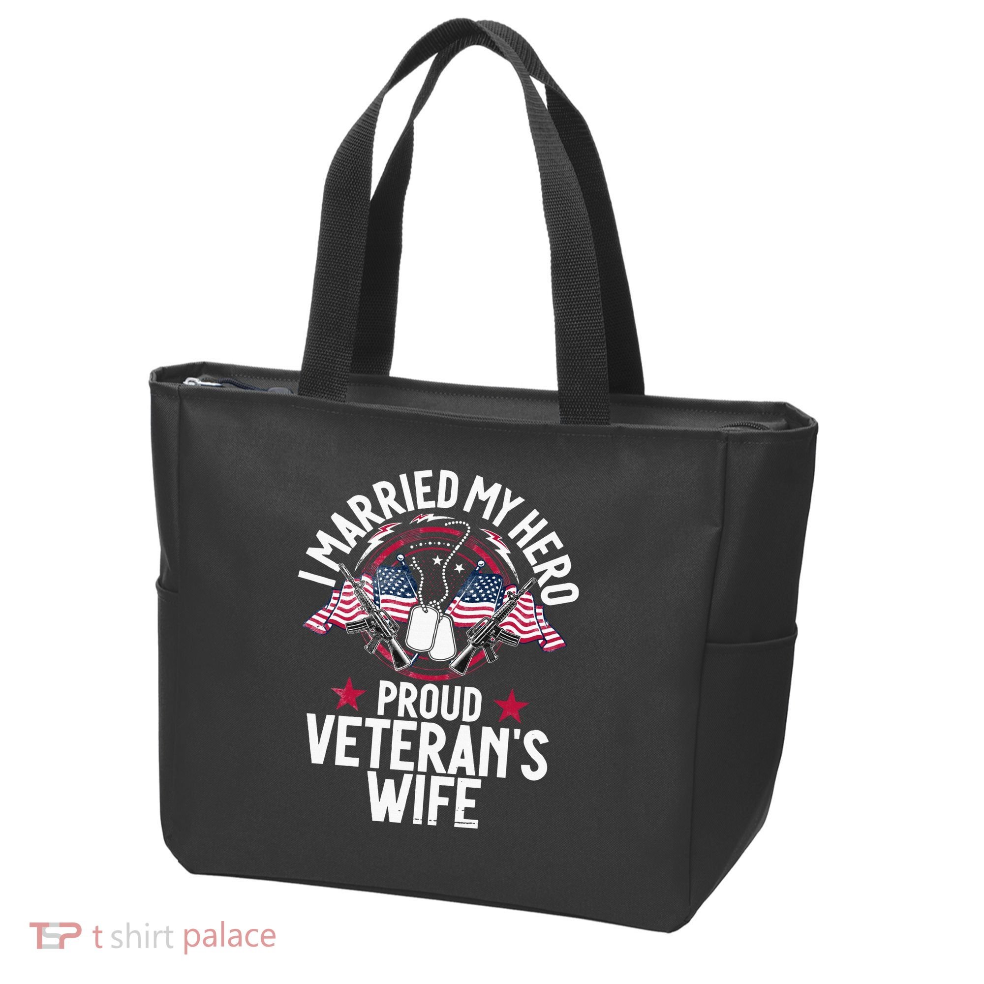 Veteran I Married My Hero Proud Veteran's Wife Memorial Day Tote Bag