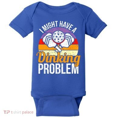 Vintage I Might Have A Drinking Problem Retro Pickleball Saying Gift Baby Bodysuit