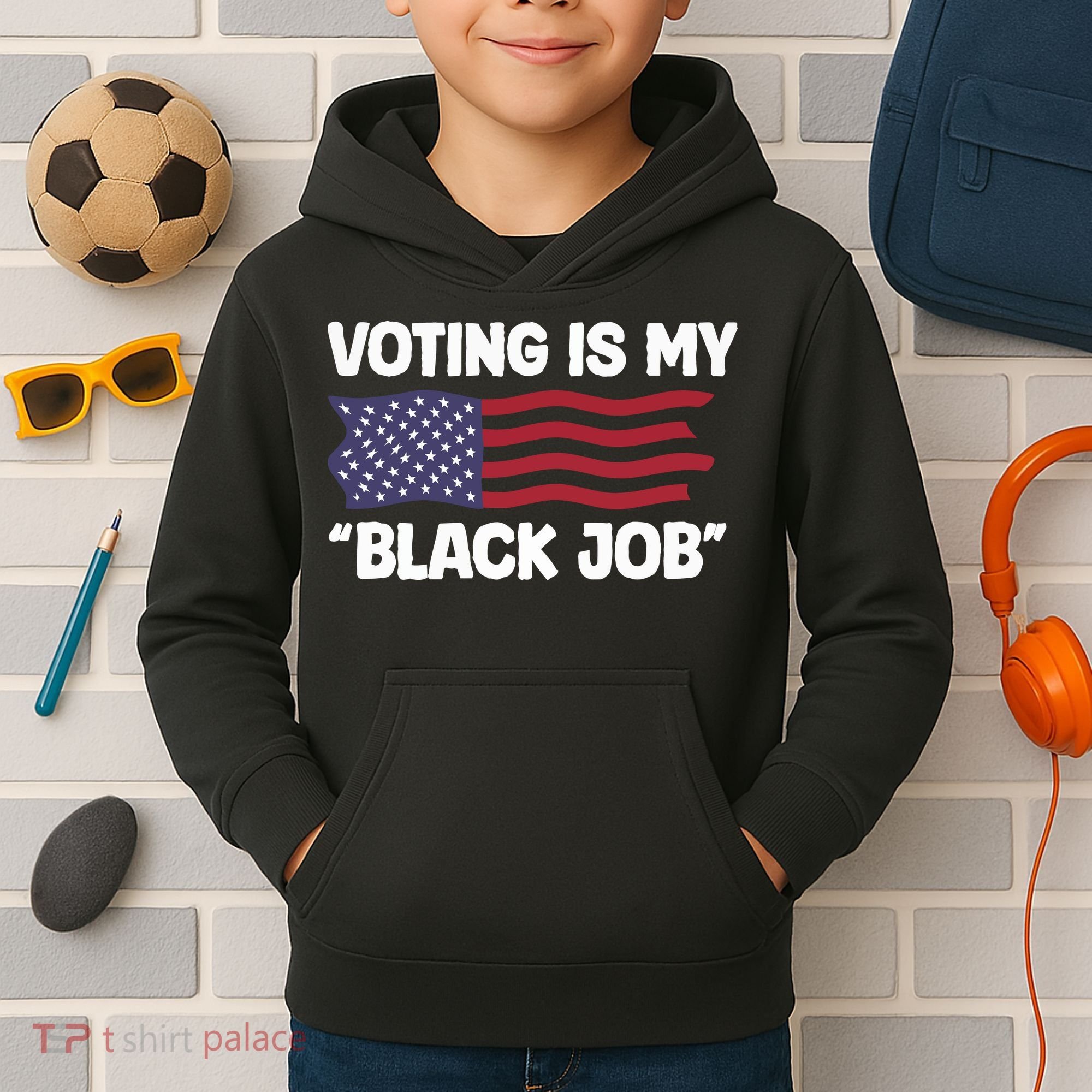 Voting Is My Black Job America Kids Hoodie