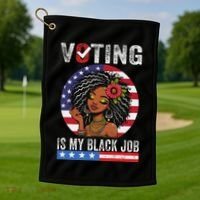 Voting Is My Black Job Golf Towel thumb 1