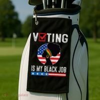 Voting Is My Black Job Flag Funny Golf Towel thumb 2