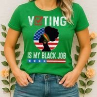 Voting Is My Black Job Flag Funny Women's T-Shirt thumb 2
