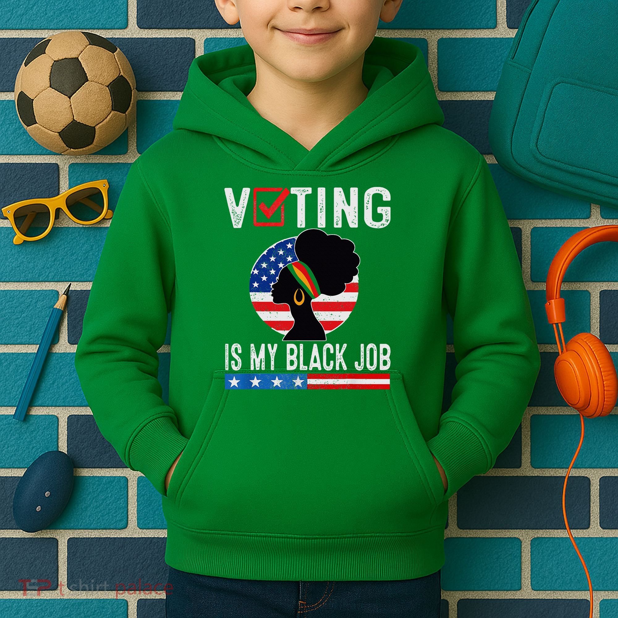 Voting Is My Black Job Flag Funny Kids Hoodie