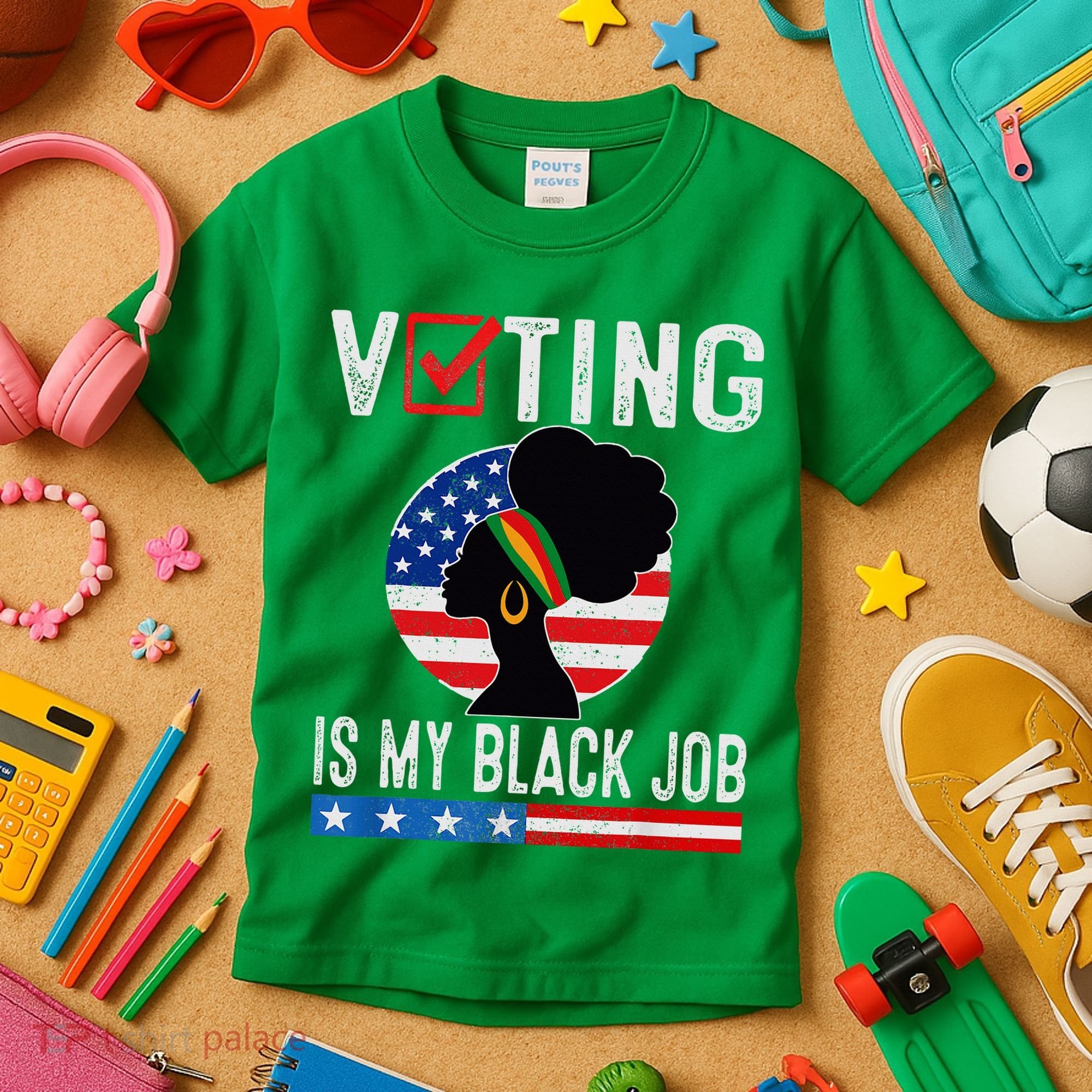 Voting Is My Black Job Flag Funny Kids T-Shirt