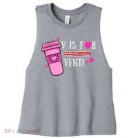 V Is Not For Valentine But Venti Coffee Funny Valentines Day Women's Racerback Cropped Tank thumb 0
