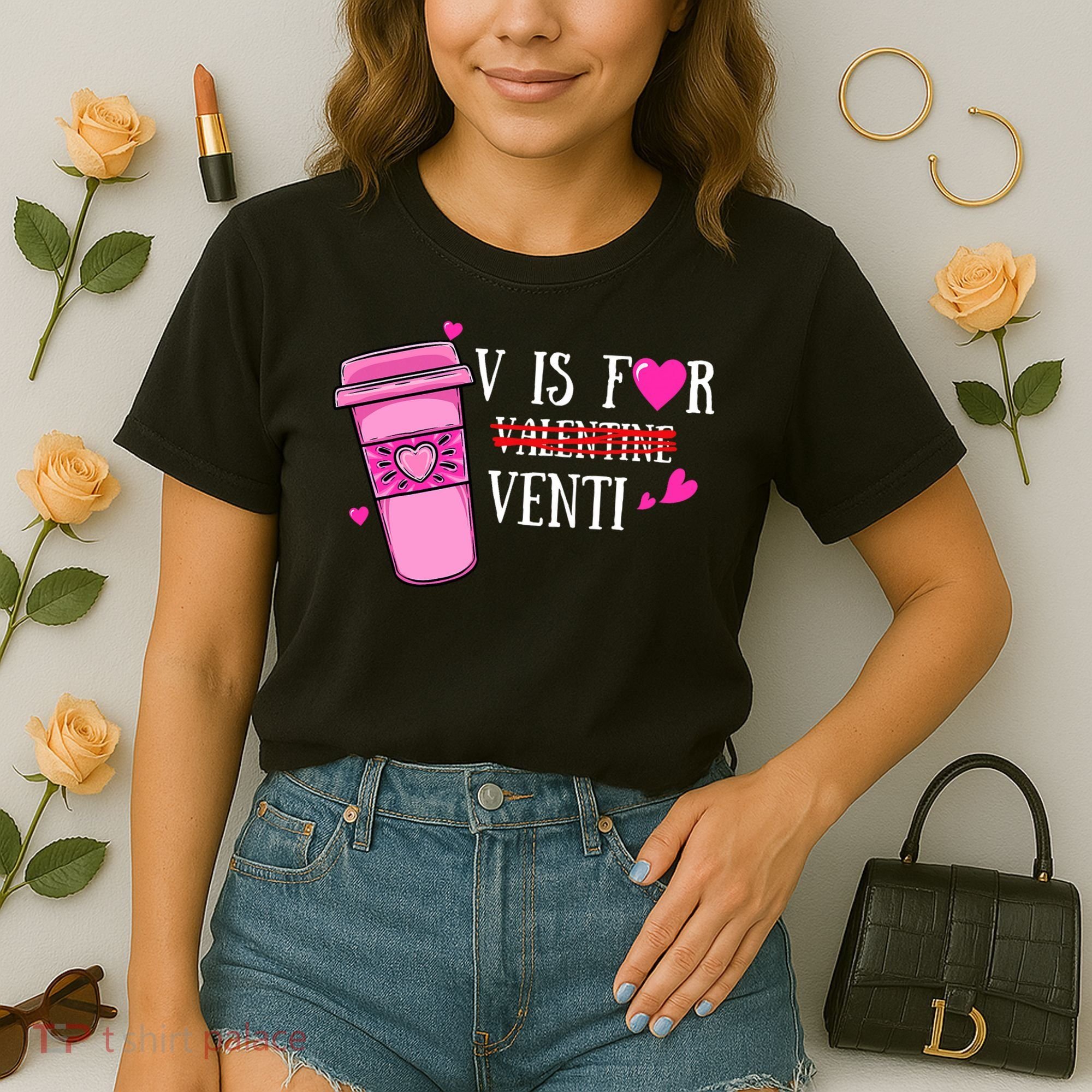 V Is Not For Valentine But Venti Coffee Funny Valentines Day Comfort Colors Boxy T-Shirt
