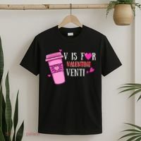 V Is Not For Valentine But Venti Coffee Funny Valentines Day T-Shirt thumb 2