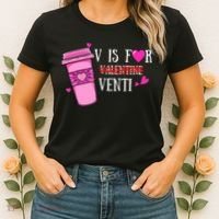 V Is Not For Valentine But Venti Coffee Funny Valentines Day Women's T-Shirt thumb 2