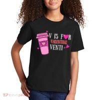 V Is Not For Valentine But Venti Coffee Funny Valentines Day Kids T-Shirt thumb 2
