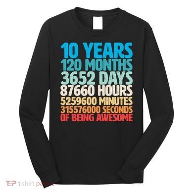 Vintage 10th Birthday 10 Years Old Being Awesome Long Sleeve Shirt