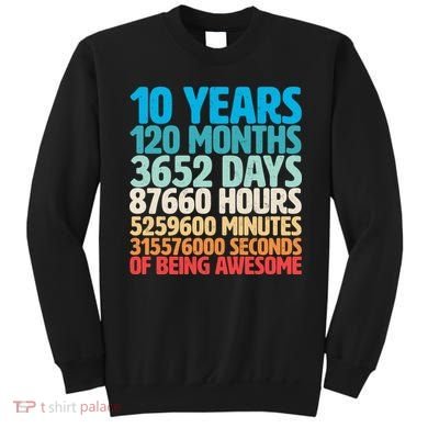 Vintage 10th Birthday 10 Years Old Being Awesome Sweatshirt