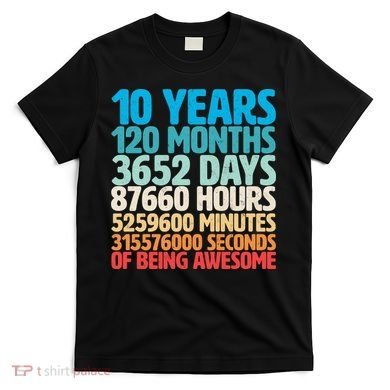 Vintage 10th Birthday 10 Years Old Being Awesome T-Shirt