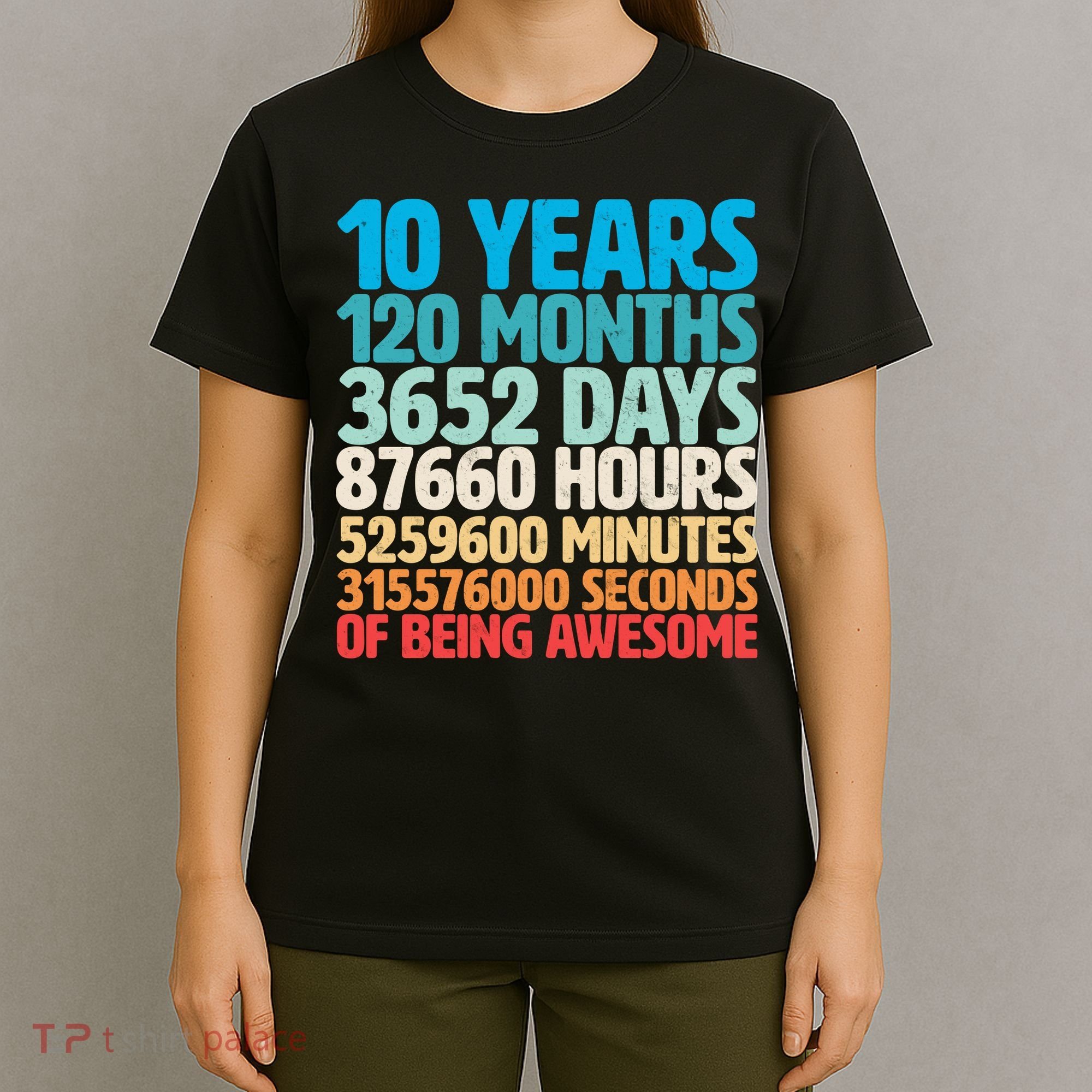 Vintage 10th Birthday 10 Years Old Being Awesome T-Shirt