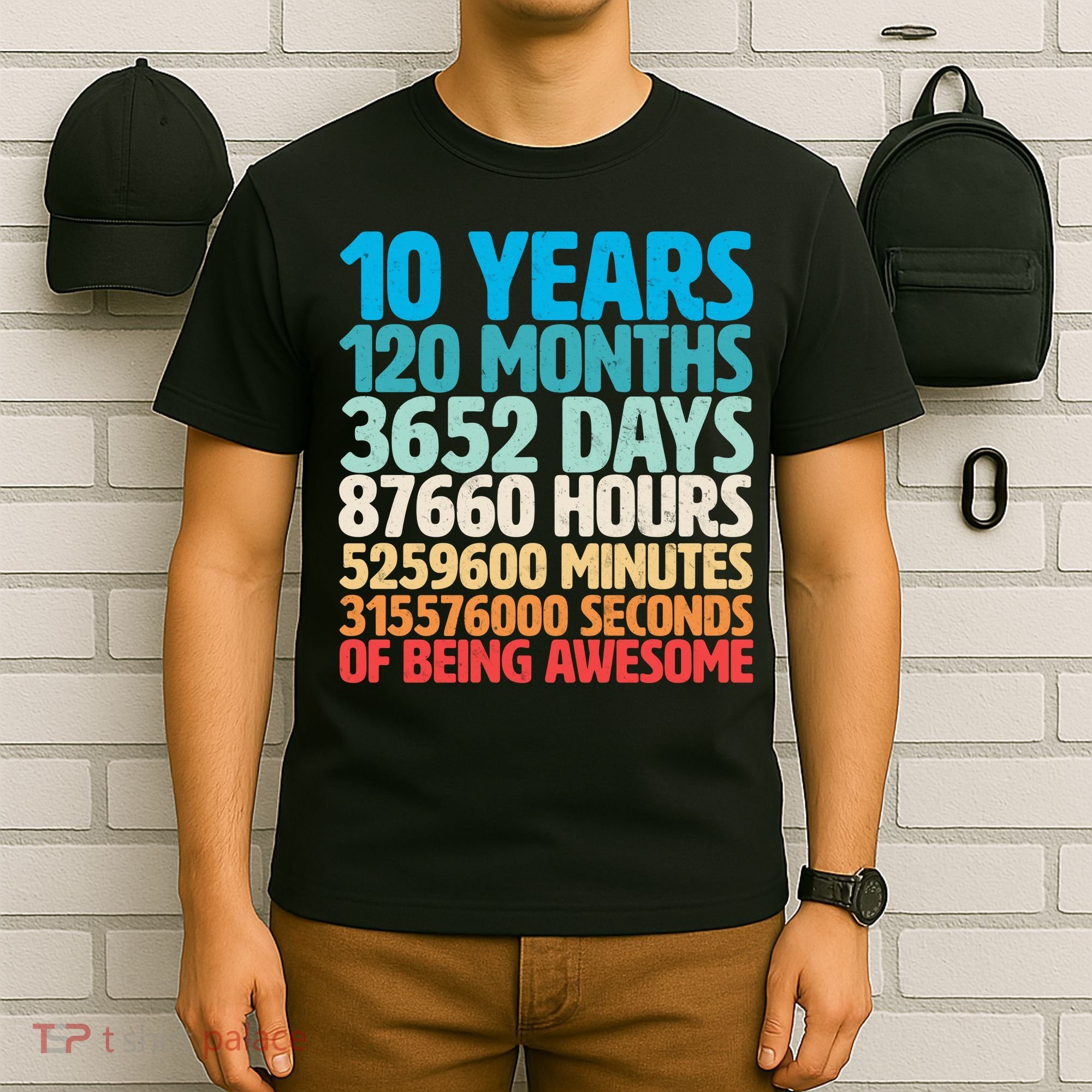 Vintage 10th Birthday 10 Years Old Being Awesome T-Shirt